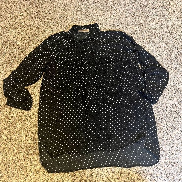 Zara Basic‎ Polka Dot Blouse Long Sleeve Button Down Shirt Small - Picture 1 of 8